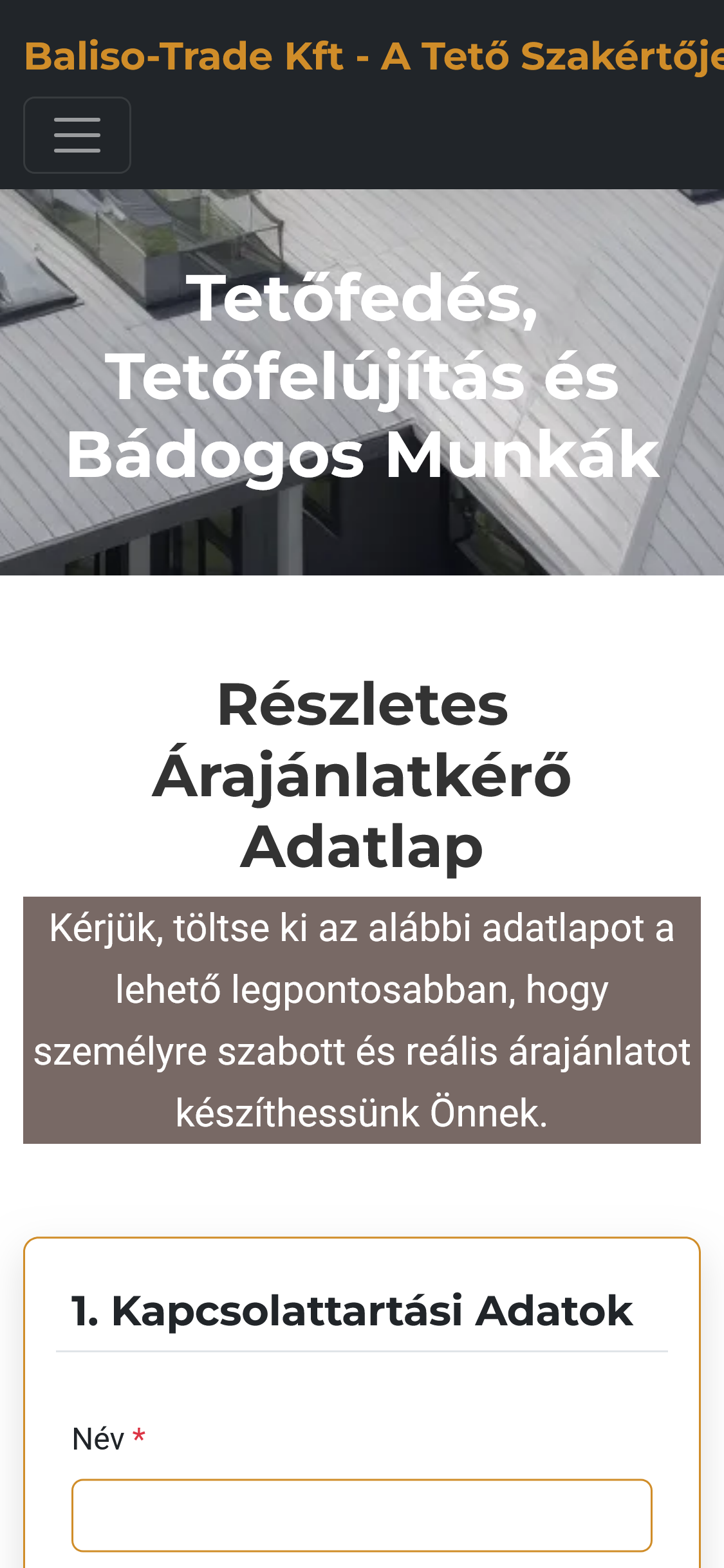 AI-val készült bemutatkozó weboldal